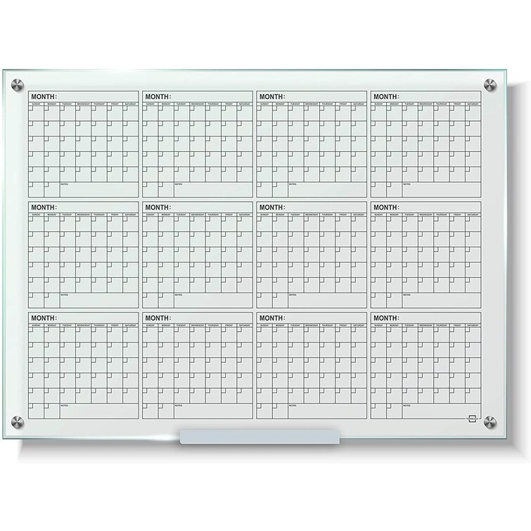 Scribbledo Whiteboard Calendar Glass Board Yearly Calendar 34" X 46